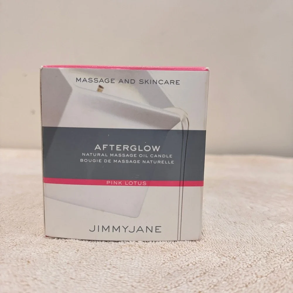 Jimmyjane Afterglow Pink Lotus Natural Massage Oil Candle White Ceramic